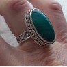 Zilveren ring blauw/groene Botswana Agaat bewerkte setting 17.5
