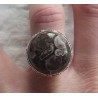 Zilveren ring ronde Turitella Agaat in bewerkte setting 17.5 mm