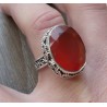 Zilveren ring met facet Carneool in bewerkte setting 17 mm