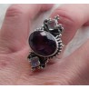 Zilveren ring gezet met Amethist en Maansteen 17.5 mm