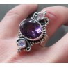 Zilveren ring gezet met Amethist en Maansteen 17.5 mm
