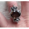 Zilveren ring gezet met Smokey Topaas en blauw Topaas