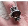 Zilveren ring gezet met Smokey Topaas en blauw Topaas