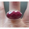 Zilveren ring gezet met facet ovale Robijn 18.5 mm