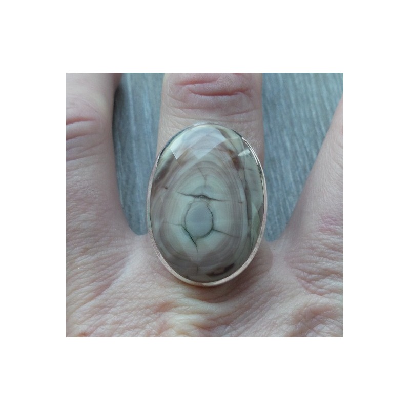 Zilveren ring gezet met facet Imperial Jaspis 17.3