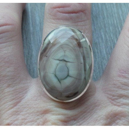 Zilveren ring gezet met facet Imperial Jaspis 17.3