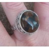 Zilveren ring Chiastoliet (Kruissteen) bewerkte setting maat 19.