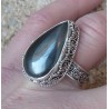 Zilveren ring druppelvorm Hematiet bewerkte setting 17.7 mm