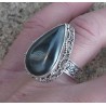 Zilveren ring druppelvorm Hematiet bewerkte setting 17.7 mm