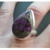 Zilveren ring met druppelvorm Varisciet in Purpuriet 18 mm