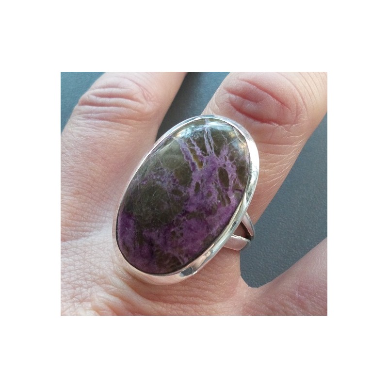 Zilveren ring ovale Varisciet in Purpuriet 18.7 mm