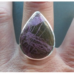 Zilveren ring druppelvorm Varisciet in Purpuriet 18.5 mm