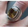 Zilveren ring gezet met rechthoekige Citrien 17 mm