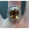 Zilveren ring gezet met rechthoekige Citrien 17 mm