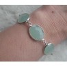 Zilveren armband gezet met ovale facet geslepen aqua Chalcedoon