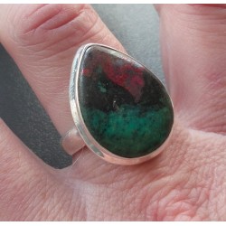 Zilveren ring met Sonora sunrise (chrysocolla met cupriet) 18.5