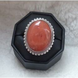 Zilveren ring gezet met Kersenkwarts (aardbeikwarts) maat 17.3 m