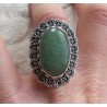 Zilveren ring met Aventurijn met bewerkte kop en band 18 mm