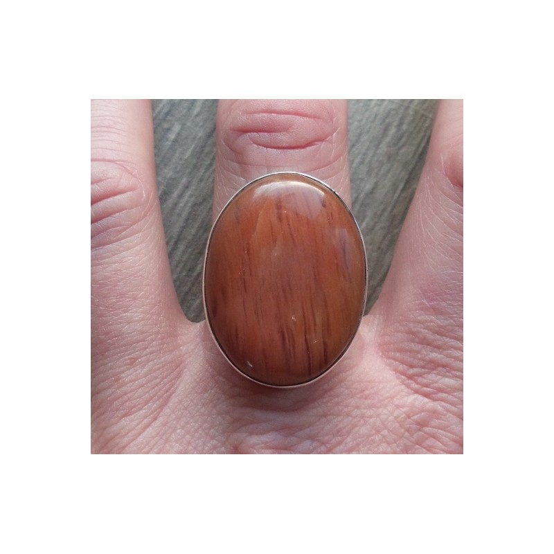 Zilveren ring met Kersenkwarts (aardbeikwarts) maat 18.5 m