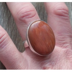 Zilveren ring met Kersenkwarts (aardbeikwarts) maat 18.5 m