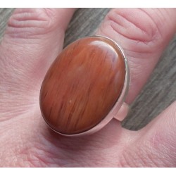 Zilveren ring met Kersenkwarts (aardbeikwarts) maat 18.5 m