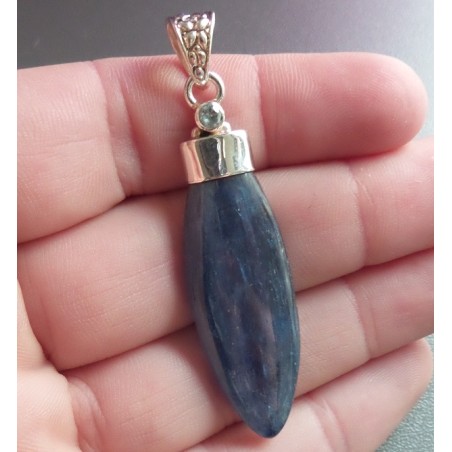 Zilveren hanger met blauw Topaas en Kyaniet