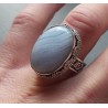 Zilveren ring ovale blauw Lace Agaat in bewerkte setting 17.3 mm