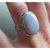 Zilveren ring ovale blauw Lace Agaat in bewerkte setting 17.3 mm