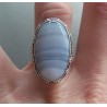 Zilveren ring ovale blauw Lace Agaat en bewerkte setting 17.3 mm