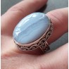 Zilveren ring blauw Lace Agaat en bewerkte setting 17.5 mm