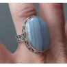 Zilveren ring blauw Lace Agaat en bewerkte setting 17.5 mm
