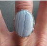 Zilveren ring blauw Lace Agaat en bewerkte setting 17.5 mm