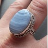 Zilveren ring blauw Lace Agaat en bewerkte setting 18 mm