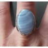 Zilveren ring blauw Lace Agaat en bewerkte setting 18 mm