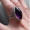 Zilveren ring met marquise Amethist in bewerkte setting 17.5 mm