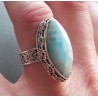 Zilveren ring gezet met marquise Larimar in bewerke setting 17.5