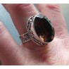 Zilveren ring Smokey Topaas gezet in bewerkte setting 18.5 mm