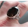 Zilveren ring Smokey Topaas gezet in bewerkte setting 18.5 mm
