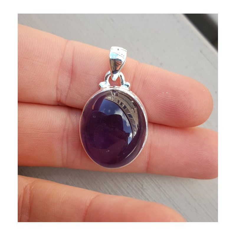 Zilveren hanger cabochon Amethist