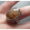 Zilveren ring met gouden Rutielkwarts en bewerkte setting 18 mm