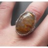 Zilveren ring met gouden Rutielkwarts en bewerkte setting 18 mm