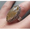 Zilveren ring marquise gouden Rutielkwarts bewerkte setting 18