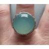 Zilveren ring ronde aqua Chalcedoon in bewerkte setting 19.5 mm