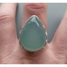 Zilveren ring druppelvorm aqua Chalcedoon bewerkte setting 19 mm