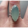 Zilveren ring marquise aqua Chalcedoon bewerkte setting 17.5 mm