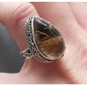 Zilveren ring gouden Rutielkwarts in bewerkte setting 17.3 mm