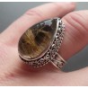 Zilveren ring gouden Rutielkwarts in bewerkte setting 17.3 mm
