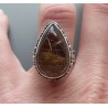 Zilveren ring gouden Rutielkwarts in bewerkte setting 17.3 mm