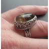 Zilveren ring gouden Rutielkwarts in bewerkte setting 17.3 mm