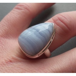 Zilveren ring gezet met blauw Lace Agaat 16.5 mm